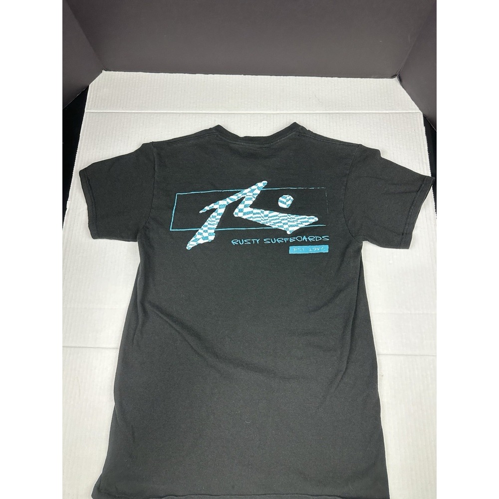 Rusty Surfboards Shirt Mens Small Black Graphic Tee T-Shirt Logo Surf